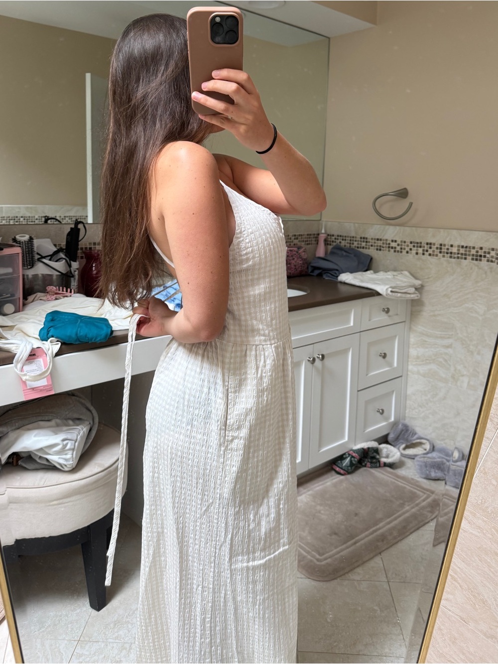 NEW w tags Splendid white and beige  jumpsuit #splendid #gingham